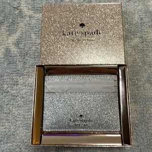 BRAND NEW Kate Spade Glitter Glimmer card holder wallet NWT silver